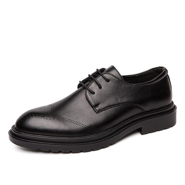

mens lace-up round toe solid brogue shoes british style elegantes black comfort business wedding groom male formal dress