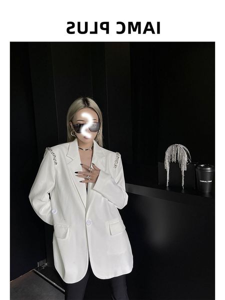 

2021 autumn fashion temperament elegant thin handmade black and white suit moonlight coat female, Black;gray