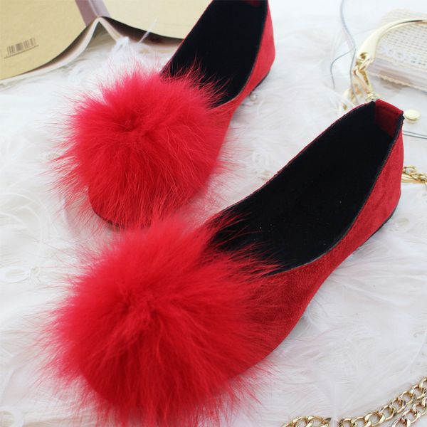 

fur ball flats shoes women slip on lazy shoes autumn 2021 female casual flat heel loafers lady flats ballet sneakers, Black