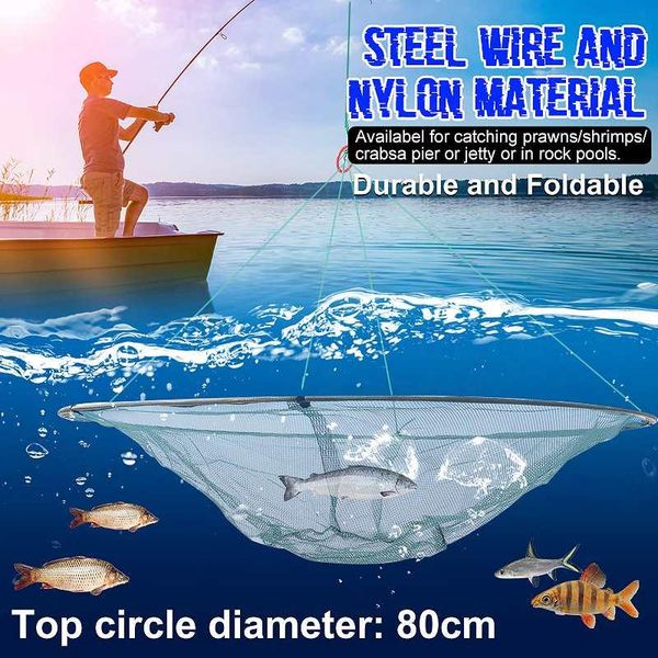 

large 31.5" drop landing fishing net great pier harbour pond prawn crab shrimp tools accessories