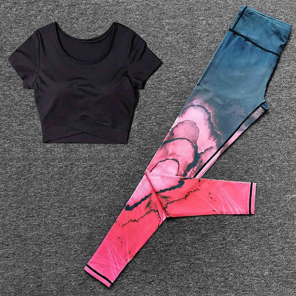 

women's pants & capris 2 piece sportswear women yoga set tracksuit fitness outdoor running gym clothes suits chest pad wear dt, Black;white