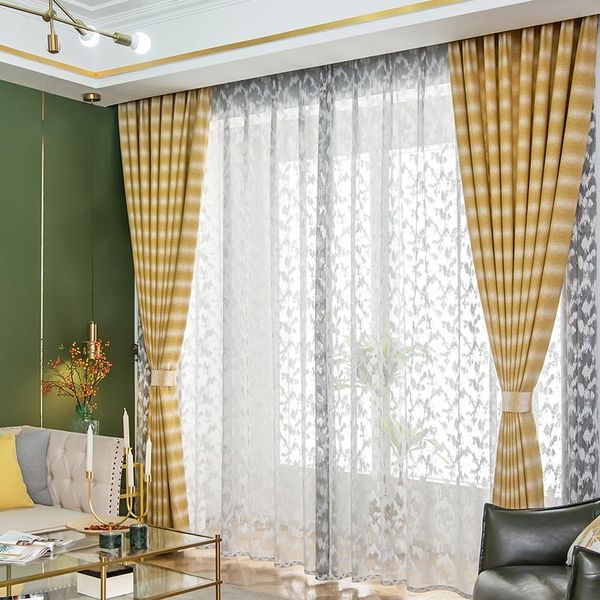 

curtain & drapes custom curtains modern simplicity nordic texture cotton stripe jacquard blackout livingroom thick bedroom tulle m1087