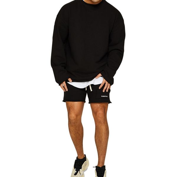 

european and american trend design men s sports suit short-sleeved t-shirt with shorts, comfortable, breathable and dry, daily leisure sport, Gray