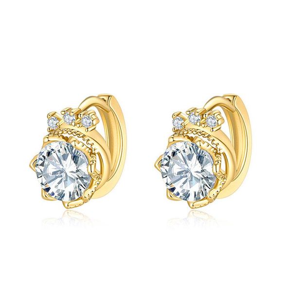

stud fashion ol ladies crystal zircon earrings plating gold silver temperament geometric simple jewelry gift, Golden;silver