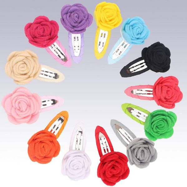 

12pcs baby girls rose hair clip flower colorful hairpin barretes beauty accessories clips
