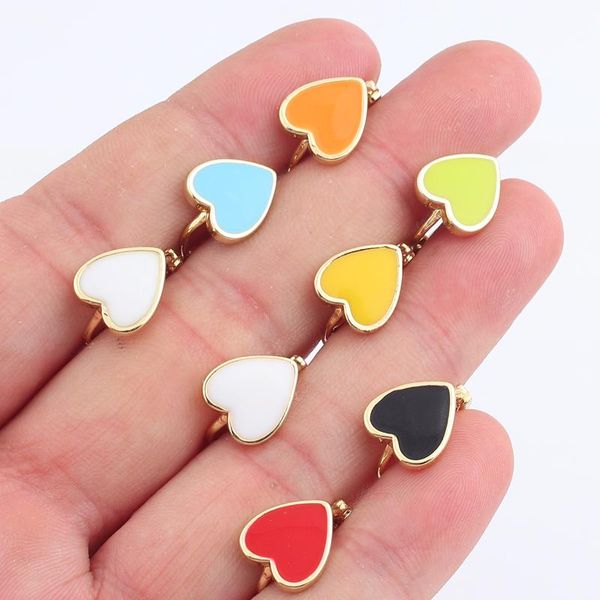

hoop & huggie fashion colorful ear small earrings for women cute candy color enamel round heart jewelry, Golden;silver
