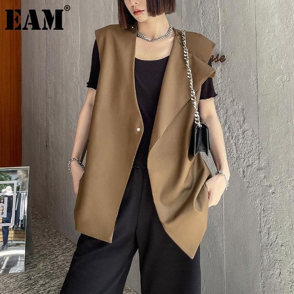 

women's vests [eam] women loose fit coffee color big size casual vest round neck sleeveless fashion tide spring summer 2021 1de1816, Black;white