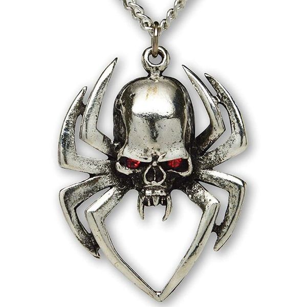 

chains trendy fashion gothic spider skull necklace pendant man retro punk style hip hop rock party accessories jewelry gift, Silver