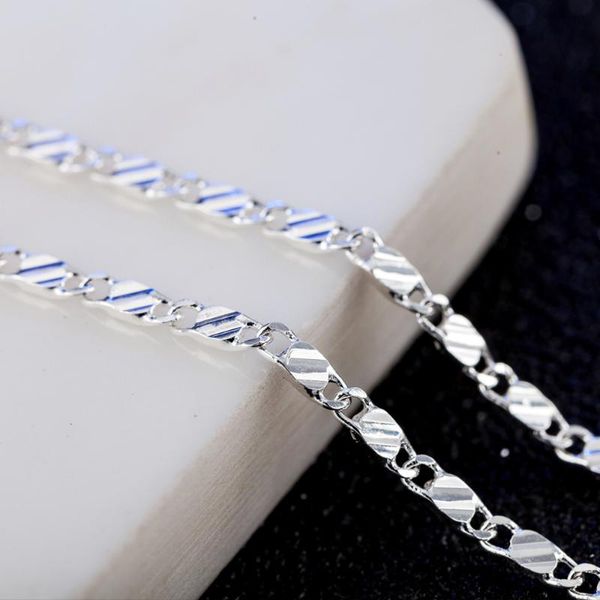 

wholesale 925 sterling silver 2mm flat chains for sale fashionable short clavicle chain drop