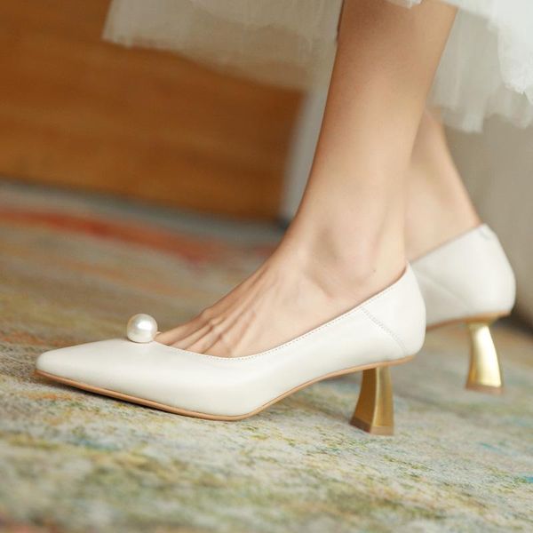 

dress shoes women high heels pumps pointed toe ladies pearl stilettos single banquet wedding retro women's, Black