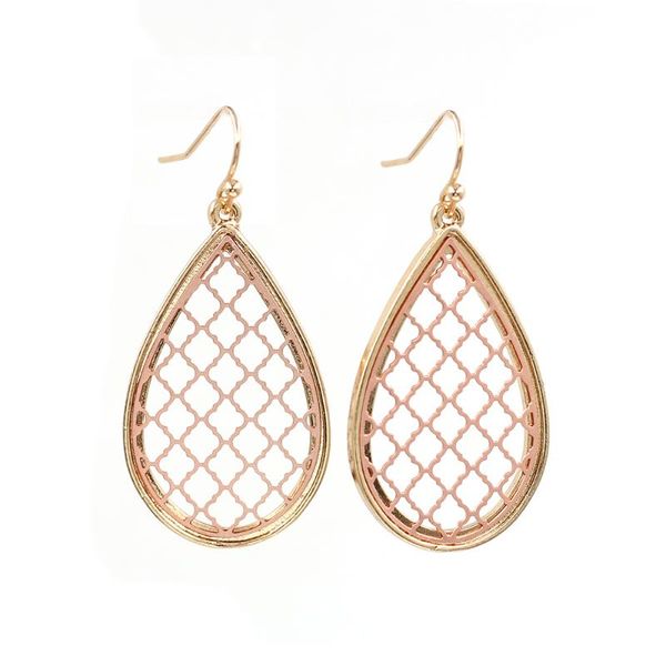 

dangle & chandelier trendy accessories simple style water drop grid hollow out earrings for women girls fashion jewelry, Silver