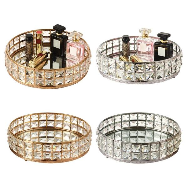 

mirrored crystal storage tray jewelry trinket deskdecor organize case boxes & bins