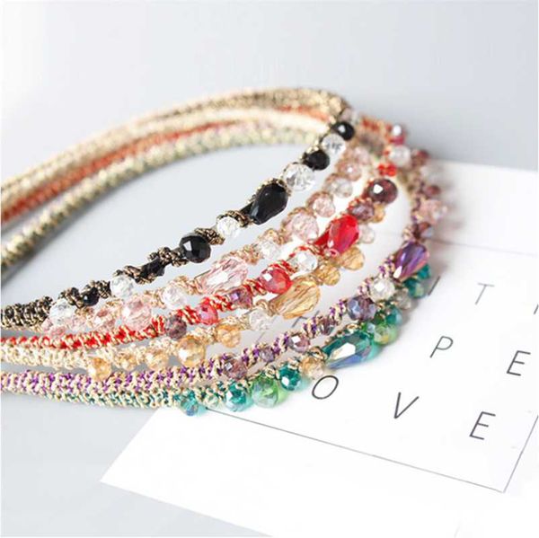 

crystal colorful elegant rhinestone hair hoop for women girls shiny metallic simple sense fashion hairband accessories