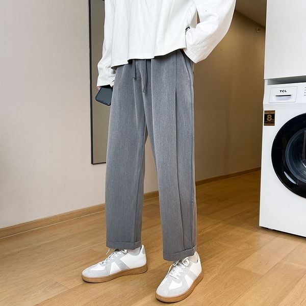 

men's pants spring summer korean wide-leg casual fashion business suit men trousers society mens dress m-xl l9ee, Black