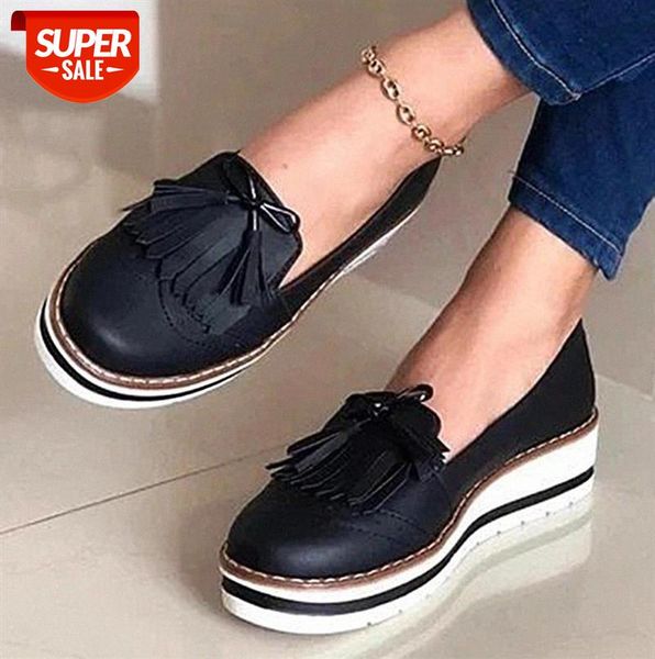 

2021 woman sneakers round toe pu ladies loafers shoes slip on rubber platform shoe women vulcanized shoes sneakers female wedges #o33j
