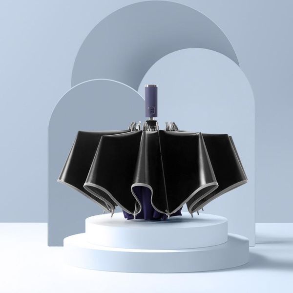 

umbrellas creative 10 ribs folding automatic black reflective edge business men and women umbrella wind resistant b65