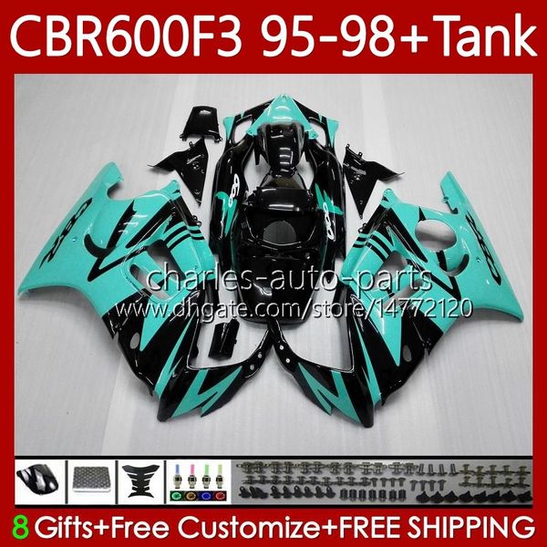 

fairings +tank for honda cbr 600 600f3 cbr600 f3 fs cc cyan black 1997 1998 1995 1996 body 64no.137 cbr600f3 600cc 600fs 95-98 cbr600-f3 cbr