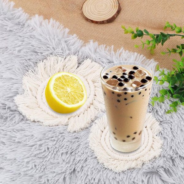

tableware decor anti-slip macrame cup pad handmade cotton braid table placemat kitchen heat proof mats insulation & pads