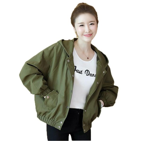 

women casual loose short jacket 2021 plus size temperament fashion hidden button pink blue long-sleeved hooded coats n960 women's jacke, Black;brown