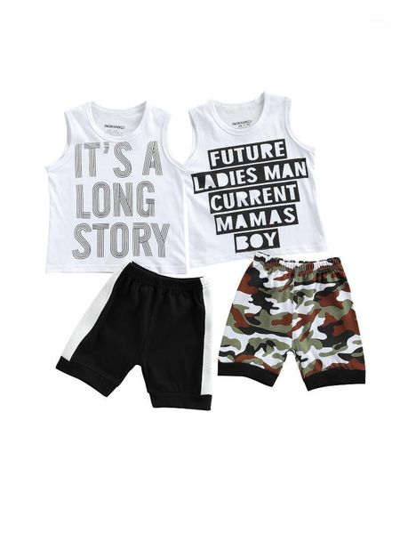 

clothing sets 2021 infant kids 2pcs baby boy summer outfits, casual letter print sleeveless t-shirt + shorts set 1-5t, White