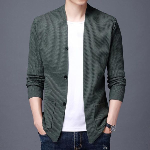 

men's sweaters style korean mens spring v-neck slim casual knitted cardigan pockets button fashion vintage jackets, White;black