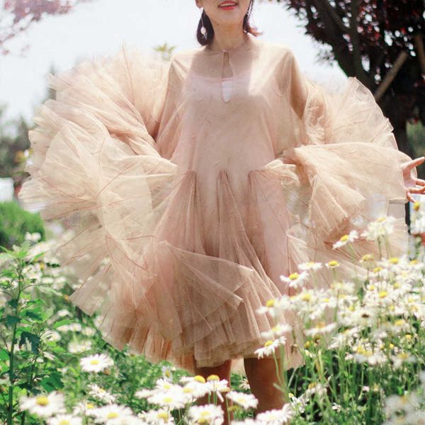 

casual dresses pop star same foreign style super skinny fairy dress two sets of gauze uuum, Black;gray