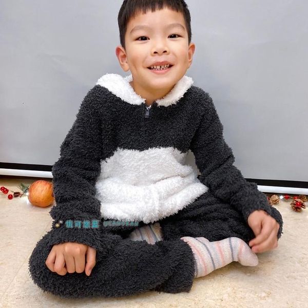 

pajamas japan halloween panda style soft warm hooded set gp kids home wear families suit boys and girls pique, Blue;red