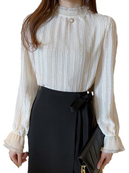 

women's blouses & shirts wholesale 2021 spring summer autumn fashion casual chiffon women shirt woman female ol y2k vy1303, White