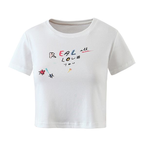 

t shirt 2021 summer round neck short sleeve print slim fit white