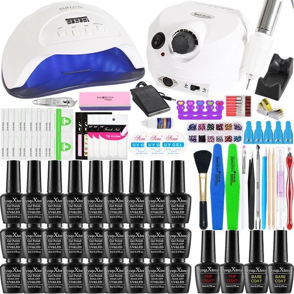 

manicure set with uv led lamp for nail art, tool kit and soak off gel polish nail, drill machine set1