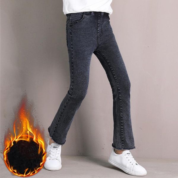 

girls winter jeans fleece thicken for pencil pants teenage kids trousers children clothing school costume 10 y, Blue