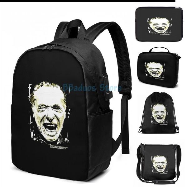 

funny graphic print buko usb charge backpack men school bags women bag travel laptop