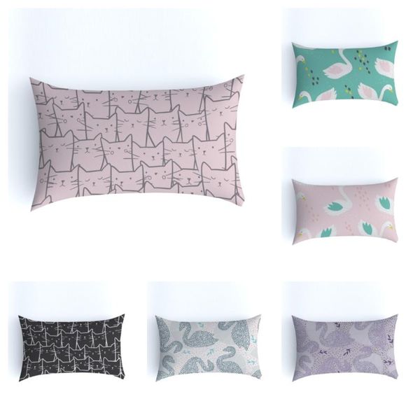 

cushion/decorative pillow modern home decoration pillowcase, cat and swan patterned sofa bedroom chair waist suitable for car pillowcase