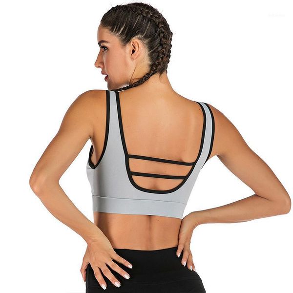 Spor Giyim Zhangyunuo Fitness Gri Sutyen Spor Tank Üst Nefes Yüksek Streç Kırpma Backless Yoga Darbeye Push Up Iç Çamaşırı