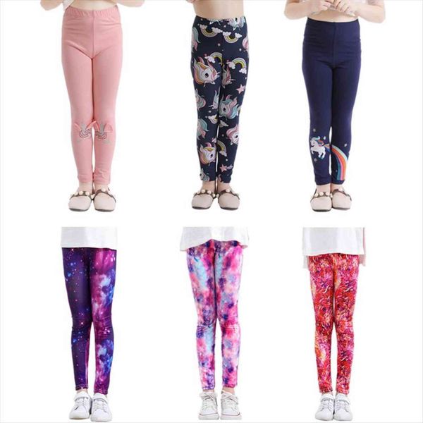 

soft girls leggings unicorn pencil pants cotton boys kids trousers animal print floral skinny children elastic legging for, Blue