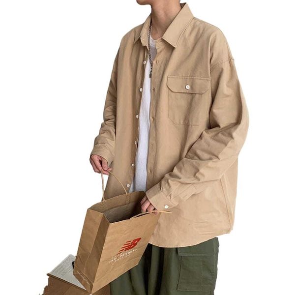 

men's jackets spring and autumn shirt long-sleeved korean version of the trend handsome work hong kong wind casual jacket, Black;brown