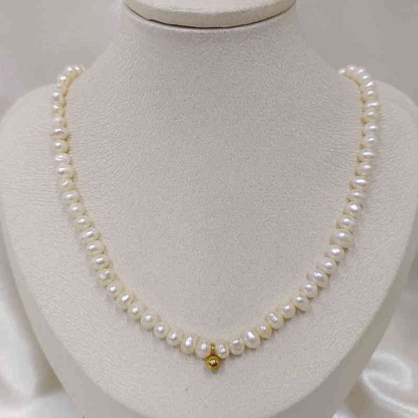 Piccola perla francese perla d'acqua dolce Pendente a ciondolo dorato Collana Choker Zhong Chuxi Same Collo Catena Catena Clavice femmina