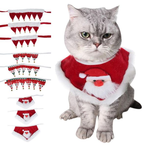 

christmas decorations 1pc dog cat plush scarf bib decor adjustable collars pet dogs neckerchief saliva towel necklace grooming accessories