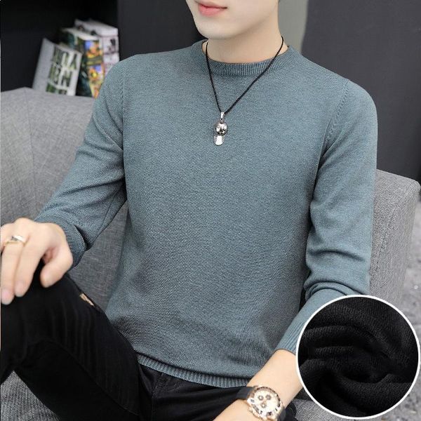 

men's sweaters pullover o-neck sweater men 2021 autumn winter solid color knitted korea slim knitwear streetwear fashion, White;black