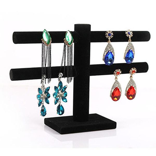 

jewelry pouches, bags velvet t-bar bracelet necklace watch display stand holder shelf storage rack organizer, Pink;blue