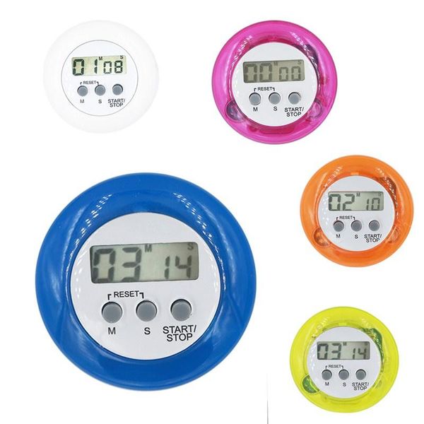 

timers 20pcs/lot round magnetic lcd digital kitchen countdown timer alarm counter regular reminders