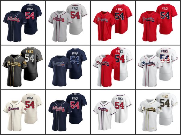 

atlanta braves men 54 max fried youth womenjersey, Black;red