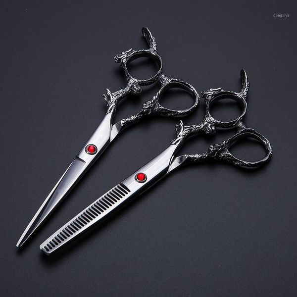 

professional 6 inch japan 440c dragon hair scissors bag set cutting scissor barber thinning shears scisors hairdressing scissors1