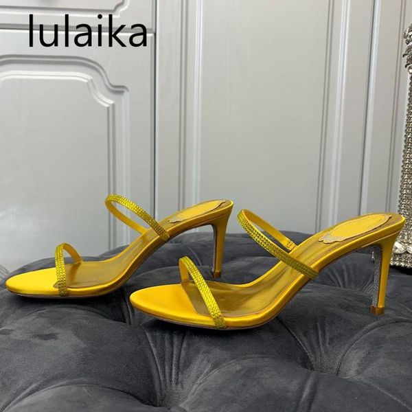 

design women rhinestone one word strap high heel slippers open toe silver gold outdoor sandals round .5cm, Black