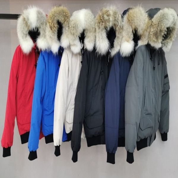 

winter parka outerwear men and women wolf fur hooded can down jacket coat hiver doudoune 90% white duck down coats, Black