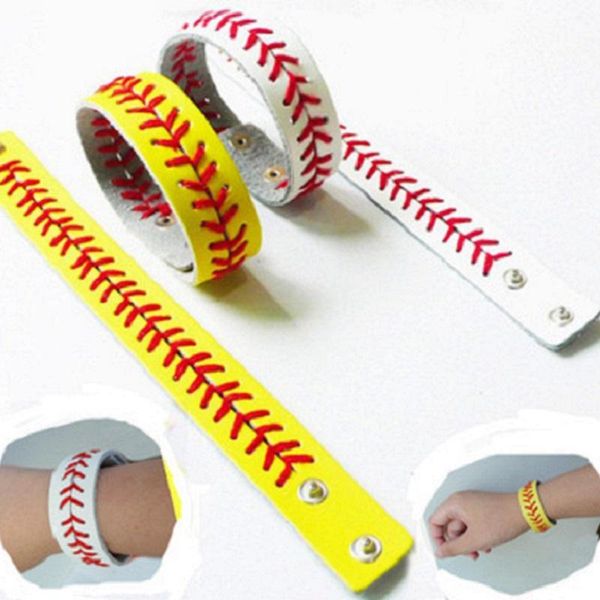 Softball / beisebol 4 kits de couro festa de couro presente, um conjunto = 1 pc keychain + 1 pc pulseira + 1 pc headband + 1 pc arco de cabelo = 4 pcs, perfeito