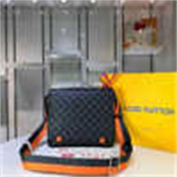 

totes brand r luxury bags m42405 orange handles and blue body district color-block shoulder messenger bag cross handbags iconic b
