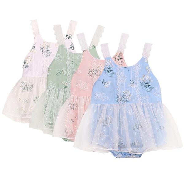 

jumpsuits focusnorm 4 colors lovely toddler baby girls rompers 0-18m lace flowers printed strap sleeveless backless, Blue
