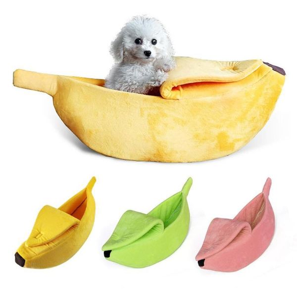

kennels & pens cute banana shape warm pets bed house dog puppy mat basket cozy cat nest kennel ultra-soft short plush necessary pet gadgets
