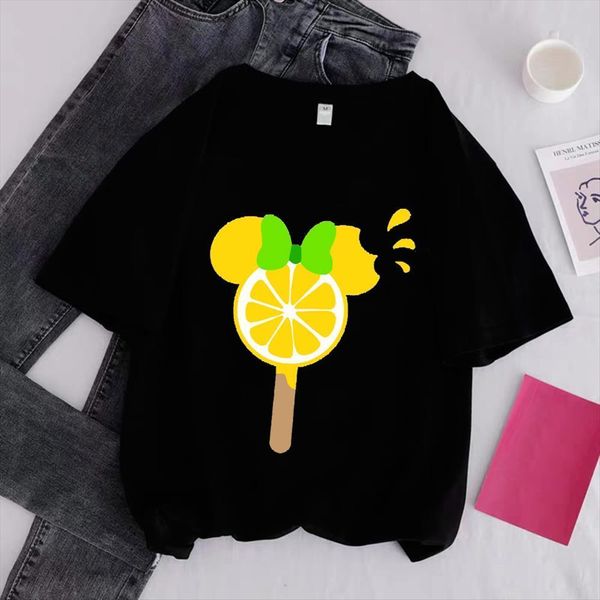 

harajuku aesthetic lemons vintage women tee cartoon short sleeve o neck dropshipping summer oversize street clothes, White